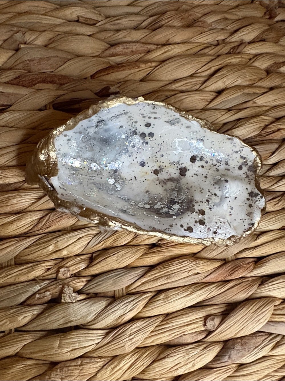Hand Crafted White and Gold Oyster Shell Trinket Tray